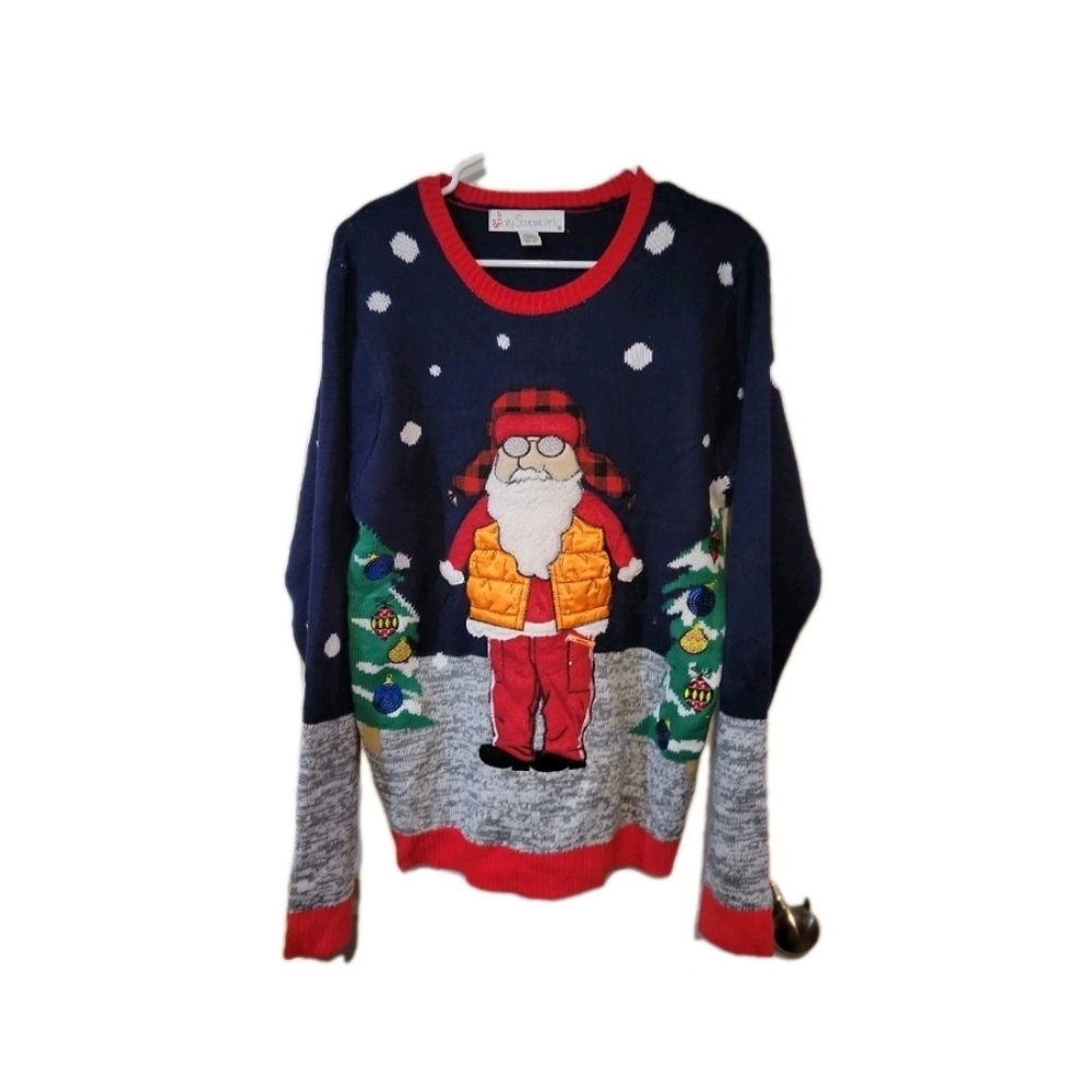 Ugly Christmas Sweater Party Hunting Deer Redneck Santa Hunter Medium